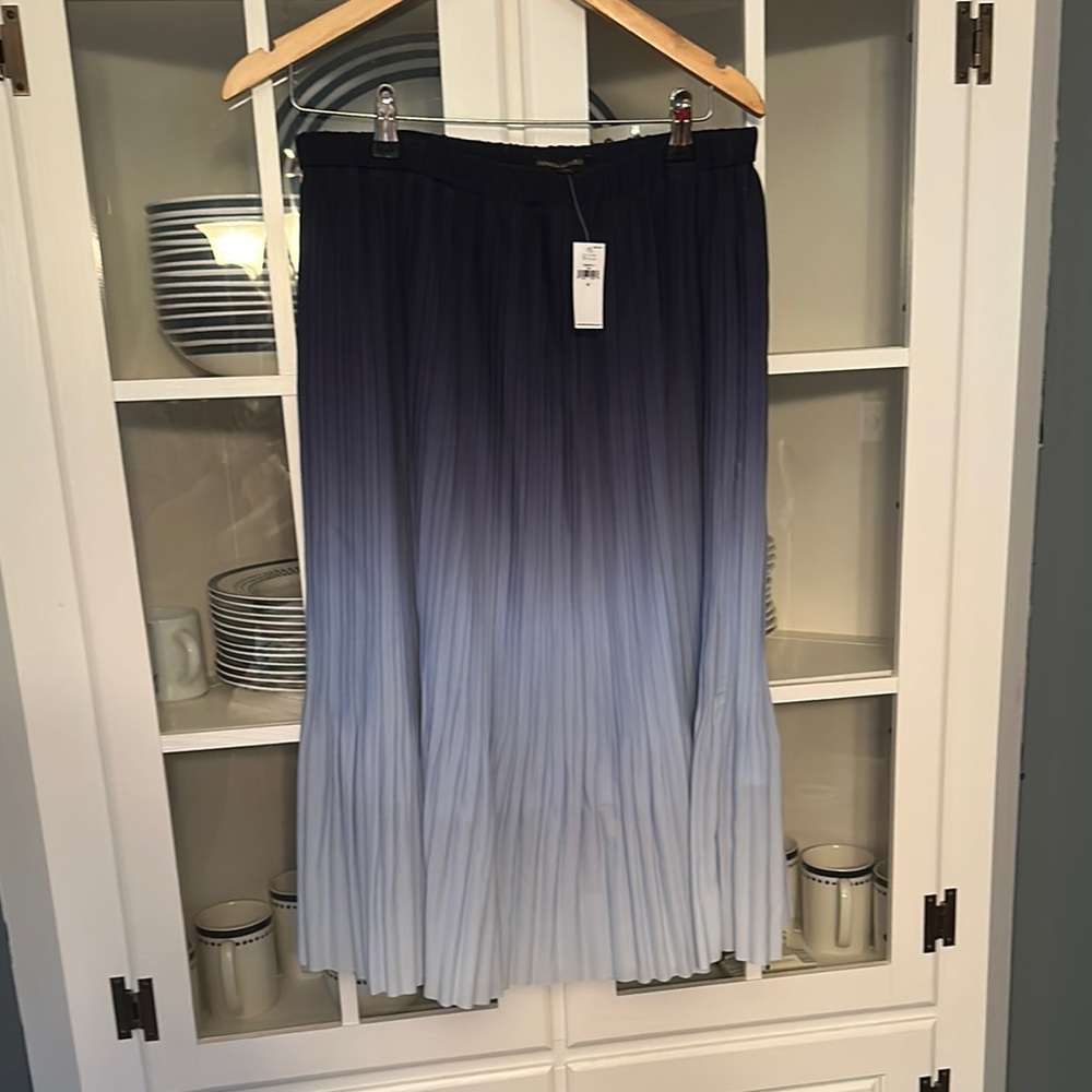 Gradient Blue Pleated Skirt